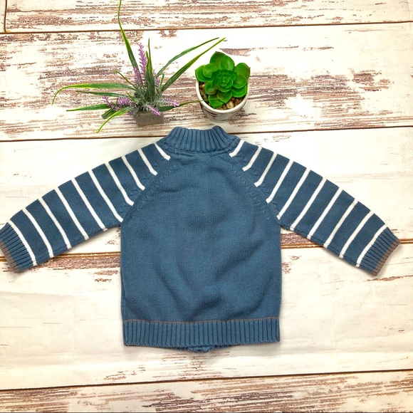 Cadet Rousselle Sweater ZipUp Blue & White Woven Sz 12M - Picture 6 of 7